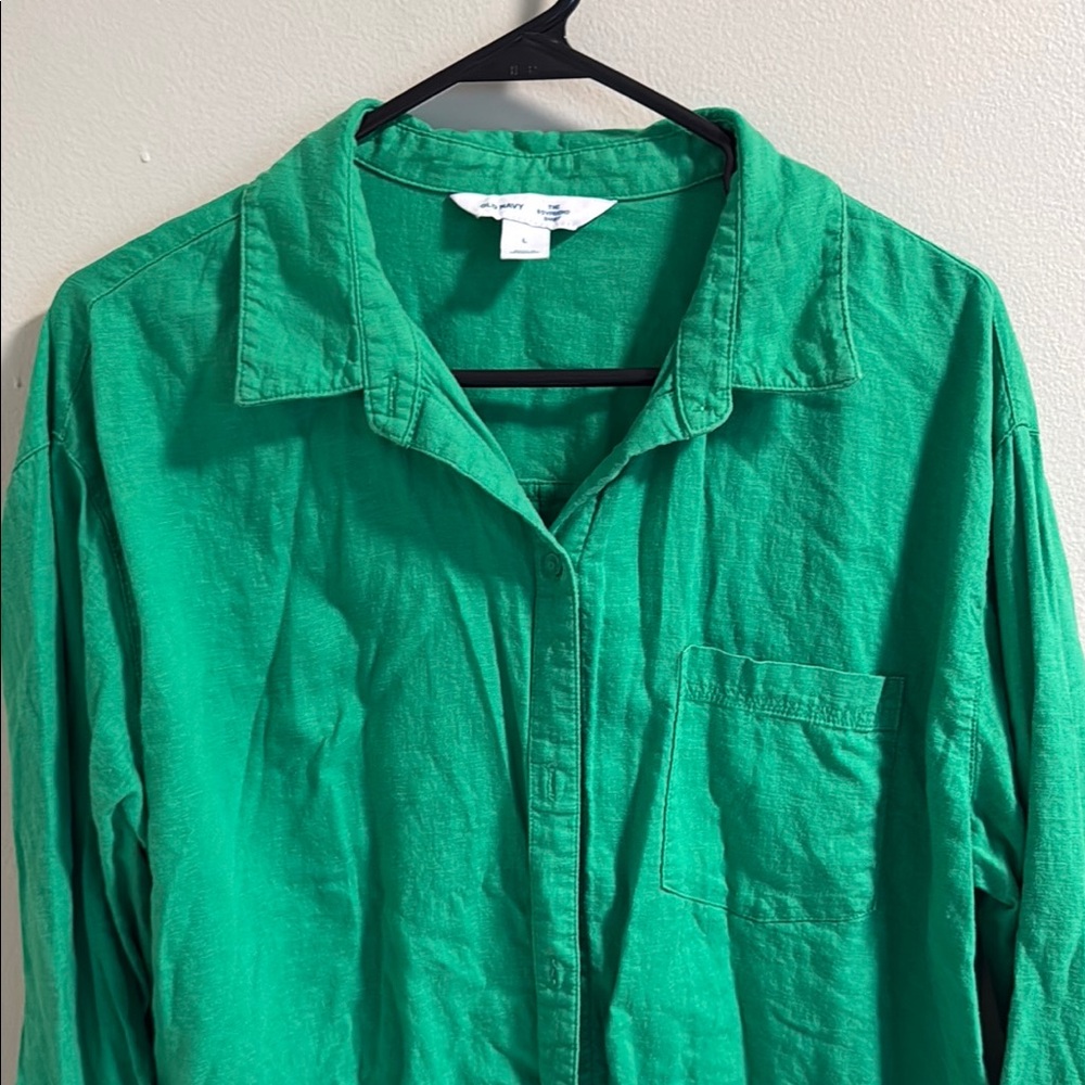 Old Navy Green Button Down Shirt Casual Lightweight